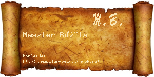 Maszler Béla névjegykártya