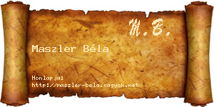 Maszler Béla névjegykártya